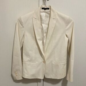 Theory One-Button Cotton Woman’s Blazer in Rice. Size 00. Made in USA.